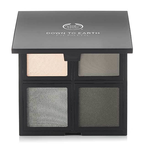 The Body Shop Down To Earth Eyeshadow Quads Smoky Grey 03 پالت سایه چشم چهار رنگ بادی شاپ مدل Down To Earth رنگ 03 Smoky Grey