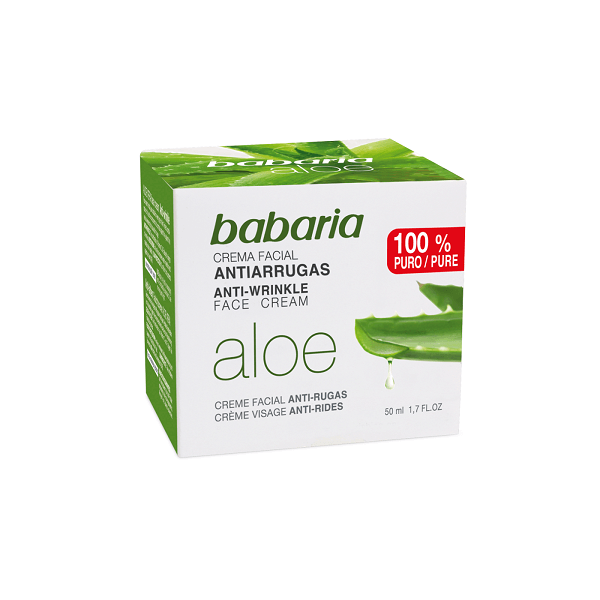 crema-facial-antiarrugas-aloe-babaria-1 کرم ویتامینه و ضد چروک صورت باباریا حاوی عصاره آلوئه ورا حجم 50 میل (مناسب برای چروک های سطحی پوست صورت)