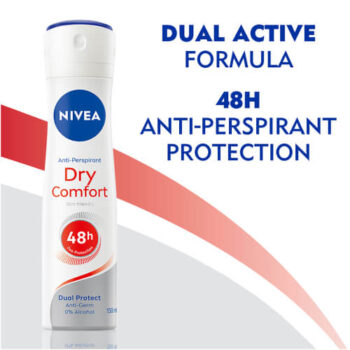 اسپری ضد تعریق زنانه Dry Comfort پودری نیوآ حجم 150 میل