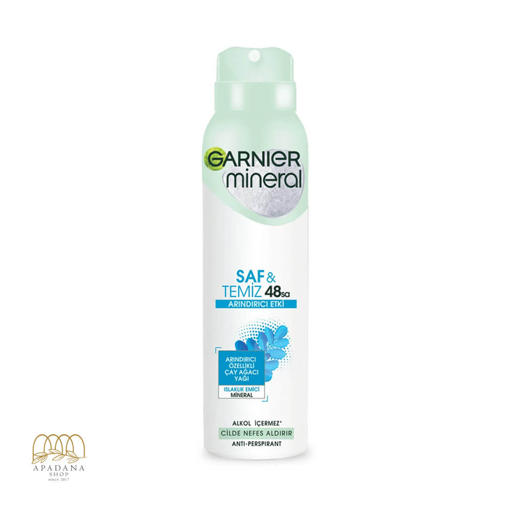 Garnier-Mineral-Saf-ve-Temiz-Sprey-Deodorant-For-Women-150-ml (1) اسپری ضد تعریق گارنیه مدل Saf & Temiz زنانه 150 میل