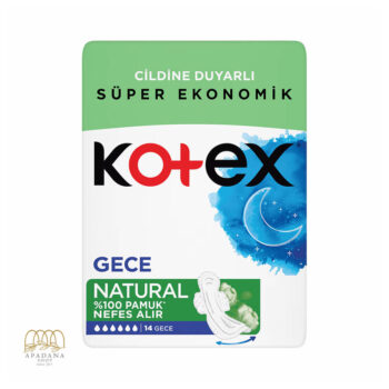 نوار بهداشتی گیاهی نچرال کوتکس kotex ویژه شب بسته 14 عددی